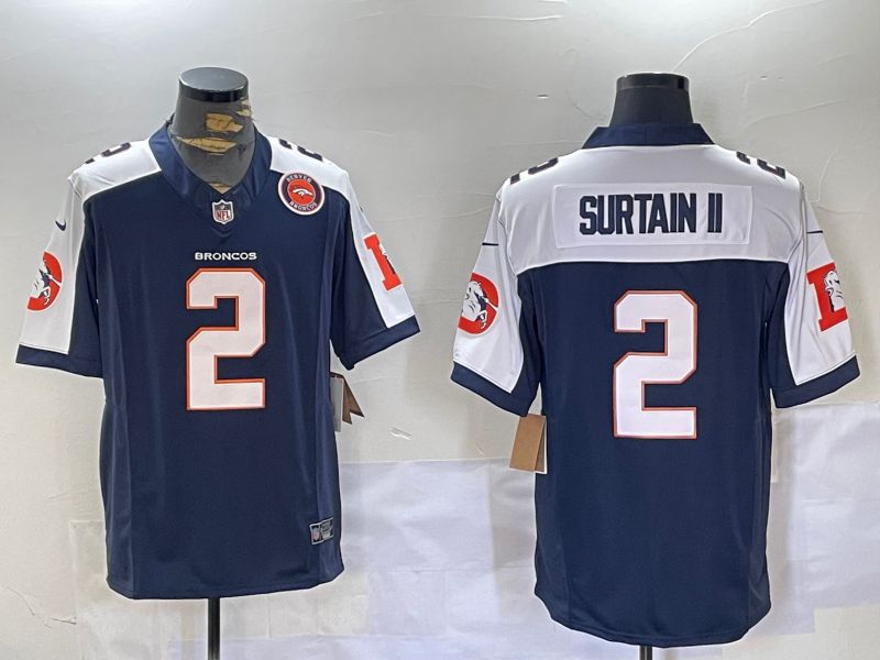 Men Denver Broncos #2 Surtain ii Blue 2024 Nike Limited NFL Jersey style 2->denver broncos->NFL Jersey